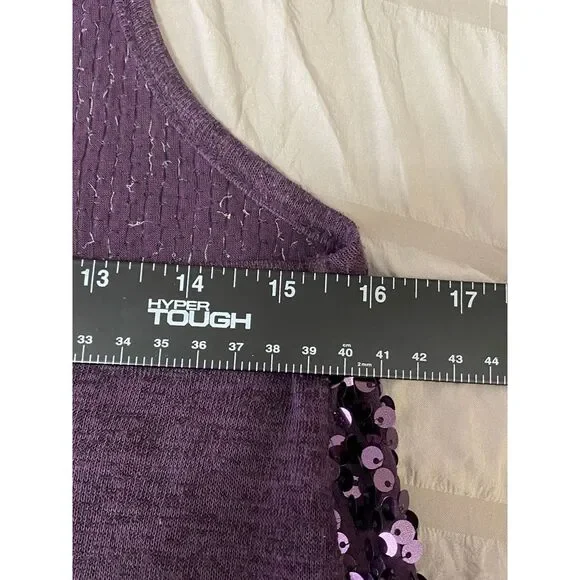 Love Please Women's Sequin Razorback Tank‎ Top Medium Purple Swiftie Glam - Picture 6 of 6